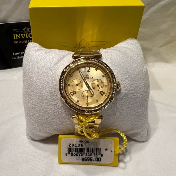 NWT Gold Invicta Watch with Mother of Pearl Face - Picture 3 of 7